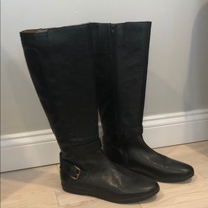 Nine West black leather riding boots
